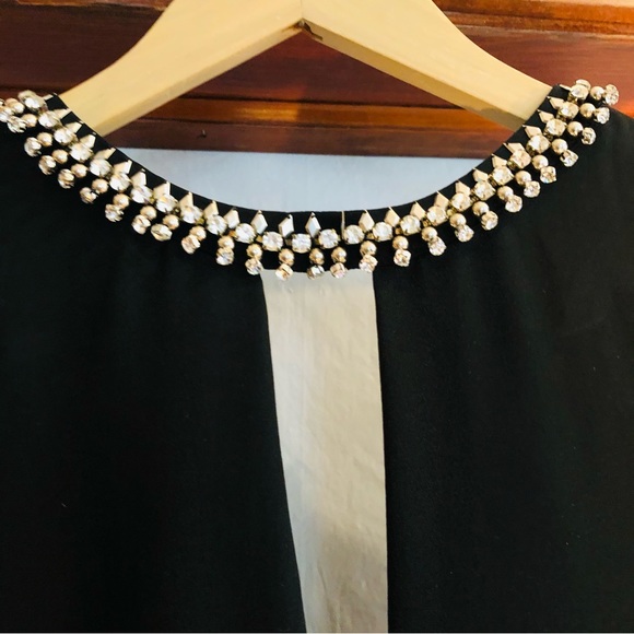 Rebecca Taylor Black Silk Rhinestone Top - Size 2 / Blouse - Picture 4 of 14